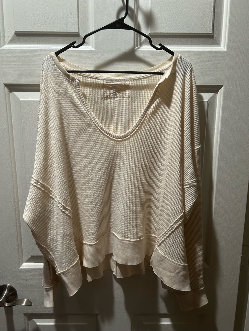 We The Free by Free People Buttercup Thermal Waffle-Knit V-Neck Pullover Top